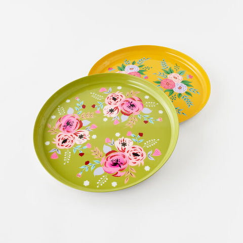 Hand-Painted Floral Tray - Assorted