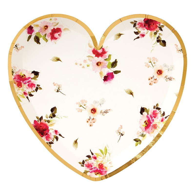 Floral Heart Lunch Paper Plates