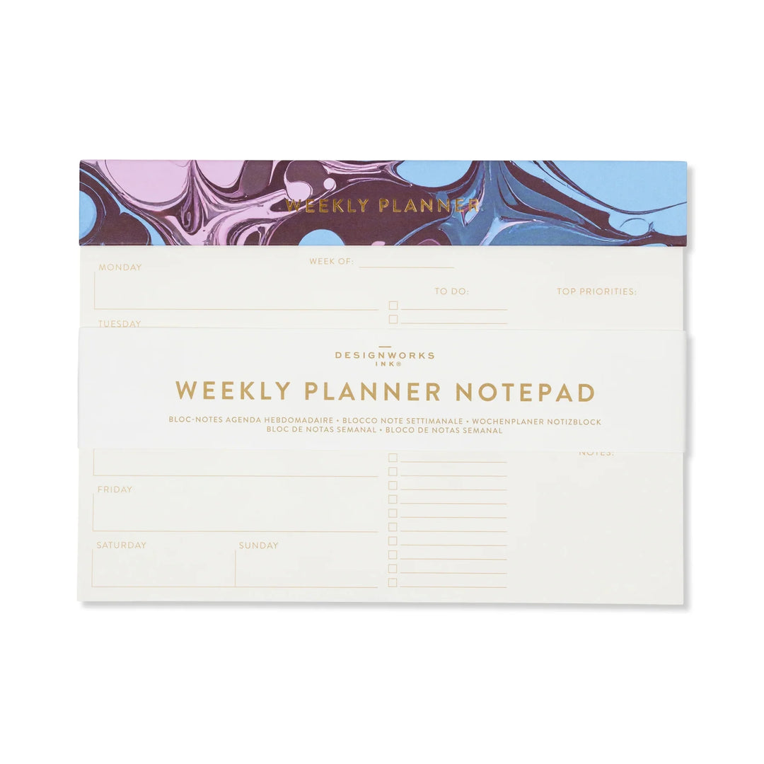 Burgundy Sky Marble Weekly Planner Notepad