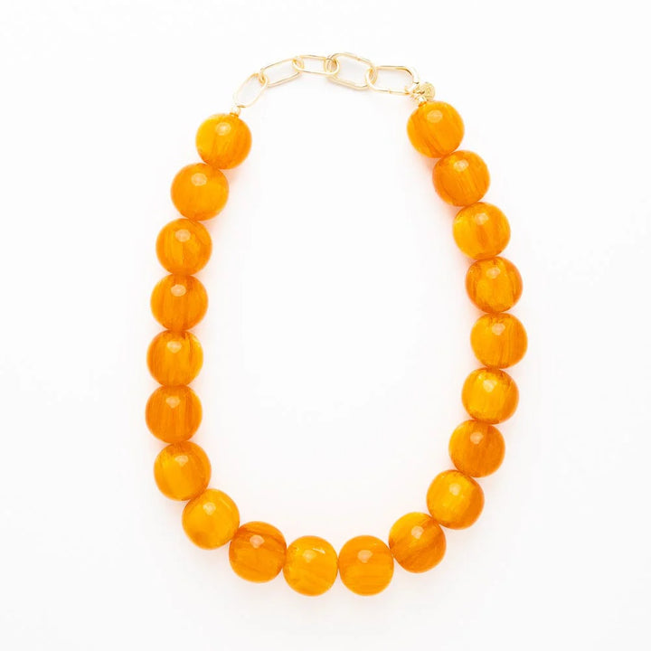 Iris Large Resin Bead Necklace Amber