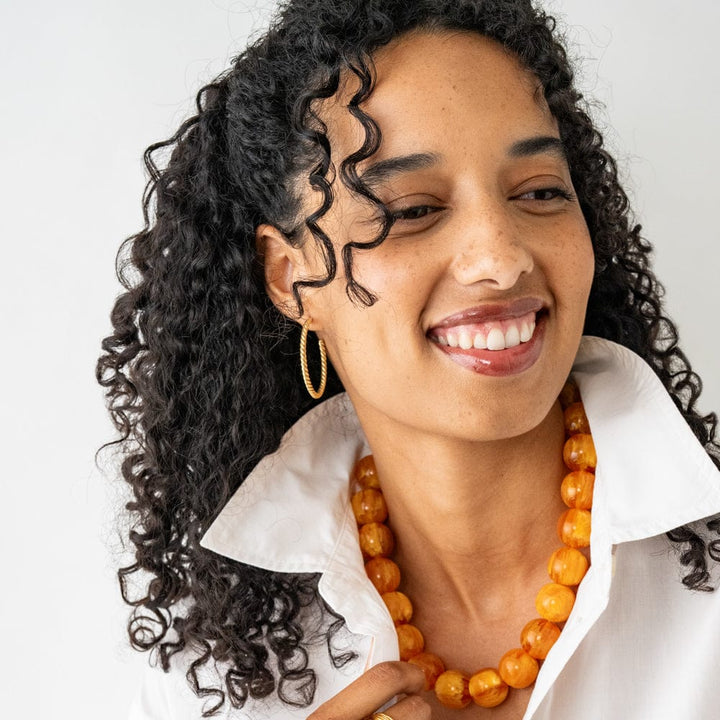 Iris Large Resin Bead Necklace Amber