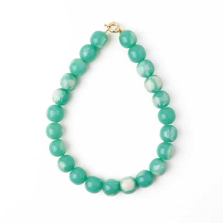 Iris Large Resin Bead Necklace Aqua