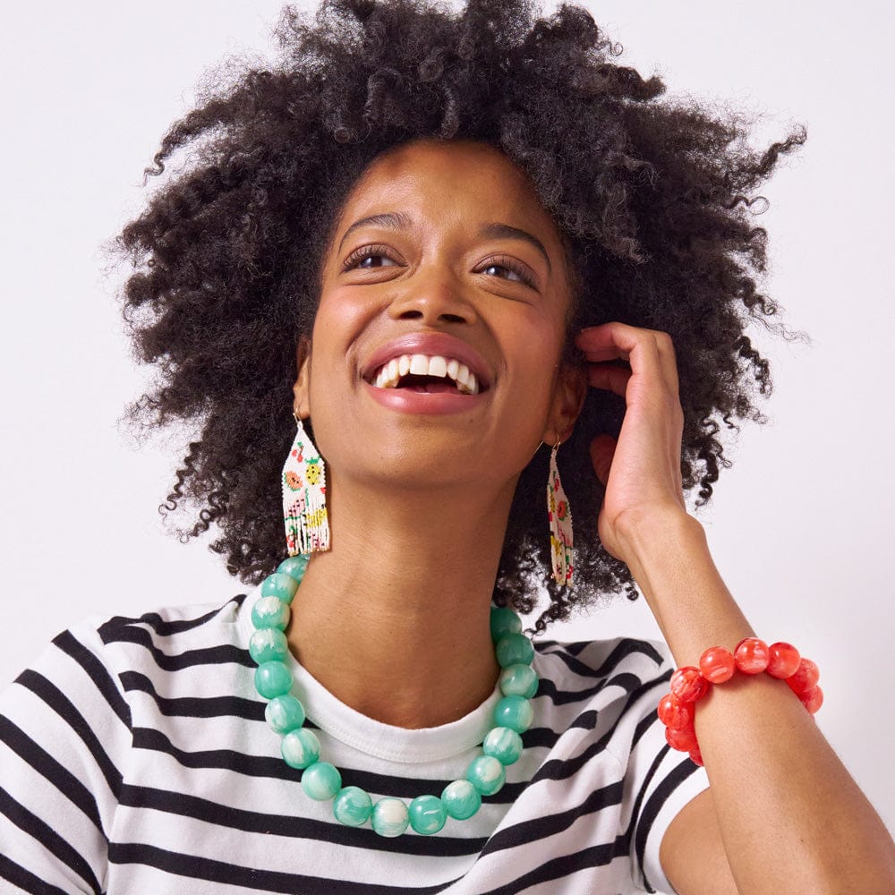 Iris Large Resin Bead Necklace Aqua