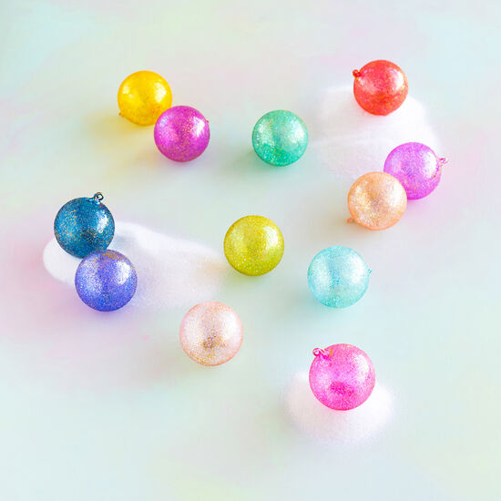 Glitterville Rainbow Stubble Ball Ornament