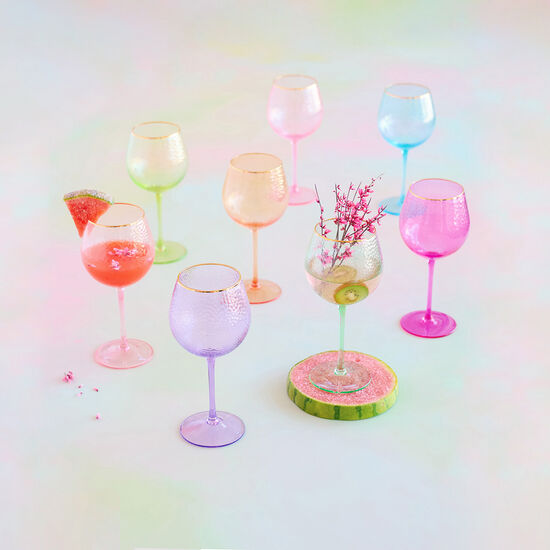 Rainbow Stemmed Wine Glass