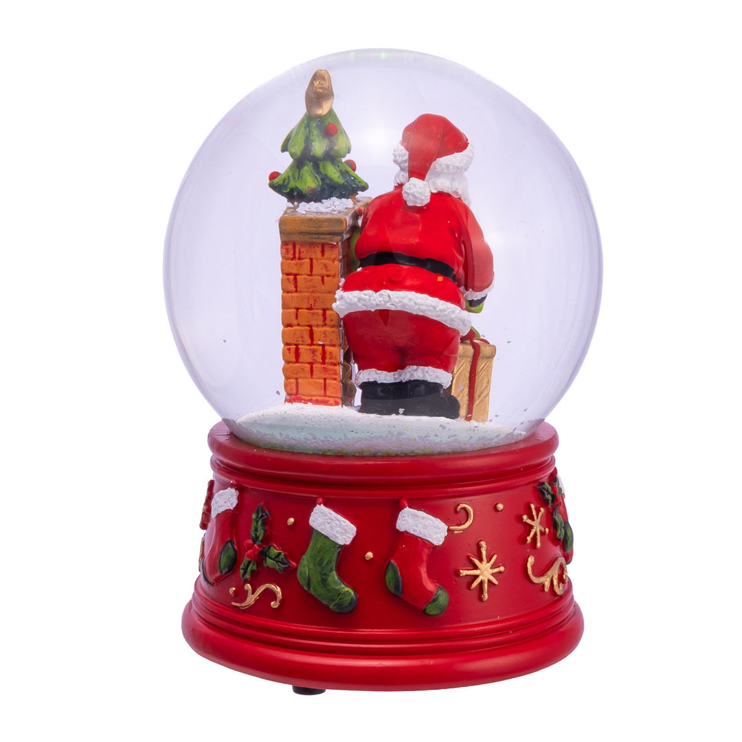 Kurt Adler Wind-Up Musical Santa with Fireplace Water Globe
