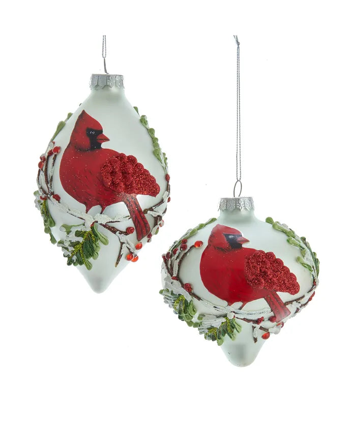 Kurt Adler Cardinal Pattern Glass Ornament