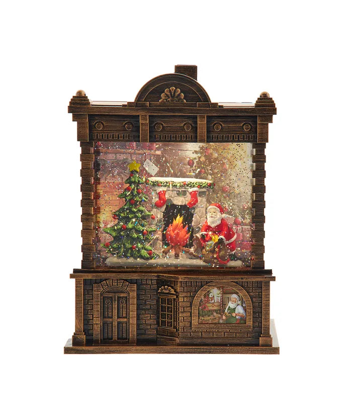 Kurt Adler Santa Fireplace Battery-Operated Water Lantern