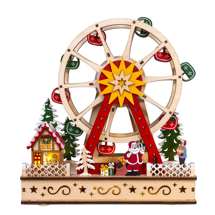 Kurt Adler Battery Operated Warm White LED Ferris Wheel with Santa