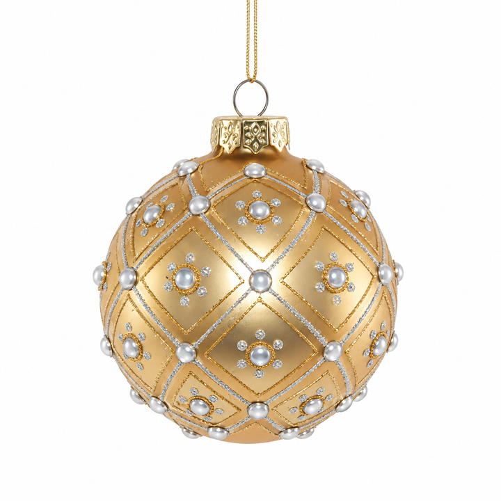 Gold Jeweled Glass Ornament