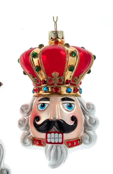 Kurt Adler Glass Nutcracker & King Head Ornament