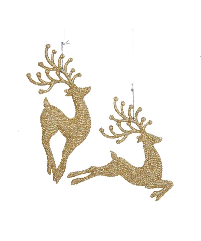 Kurt Adler Champagne Gold Diamond Reindeer Acrylic Ornament