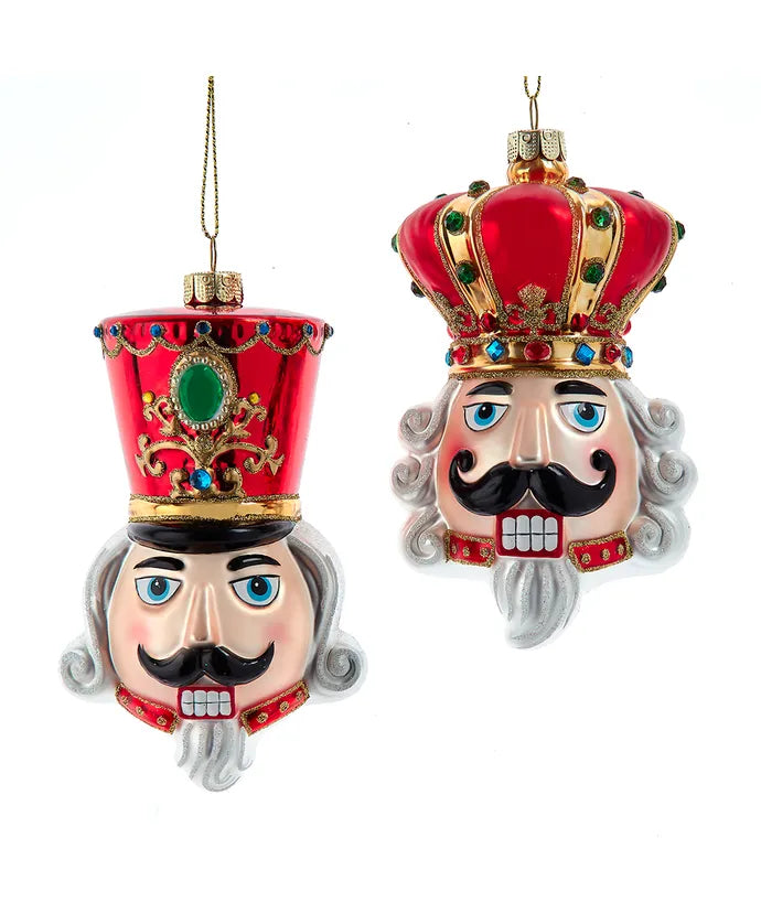Kurt Adler Glass Nutcracker & King Head Ornament