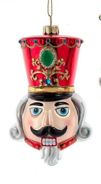 Kurt Adler Glass Nutcracker & King Head Ornament
