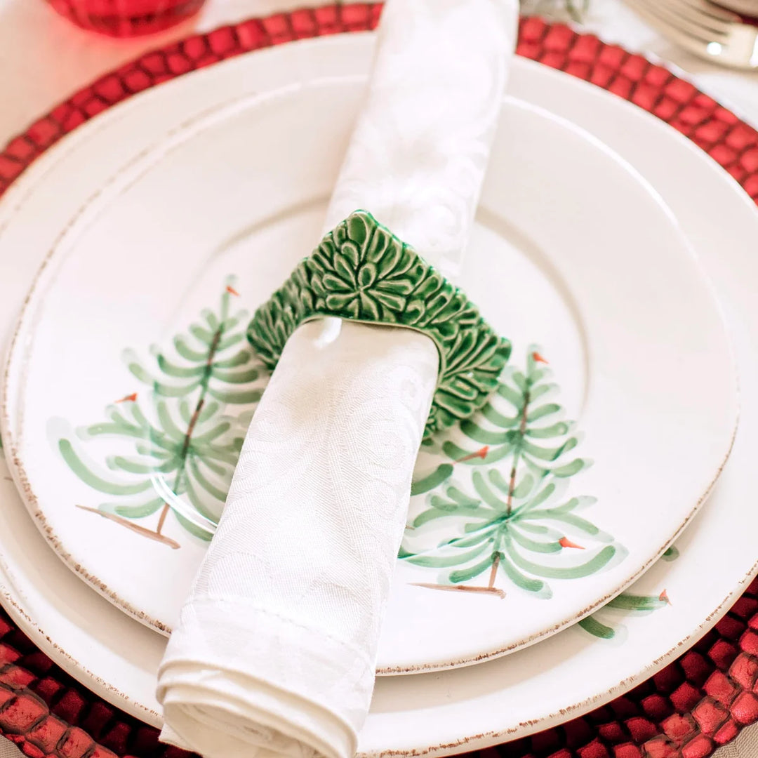 Vietri Lastra Holiday Green Figural Napkin Ring