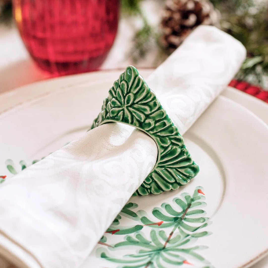Vietri Lastra Holiday Green Figural Napkin Ring