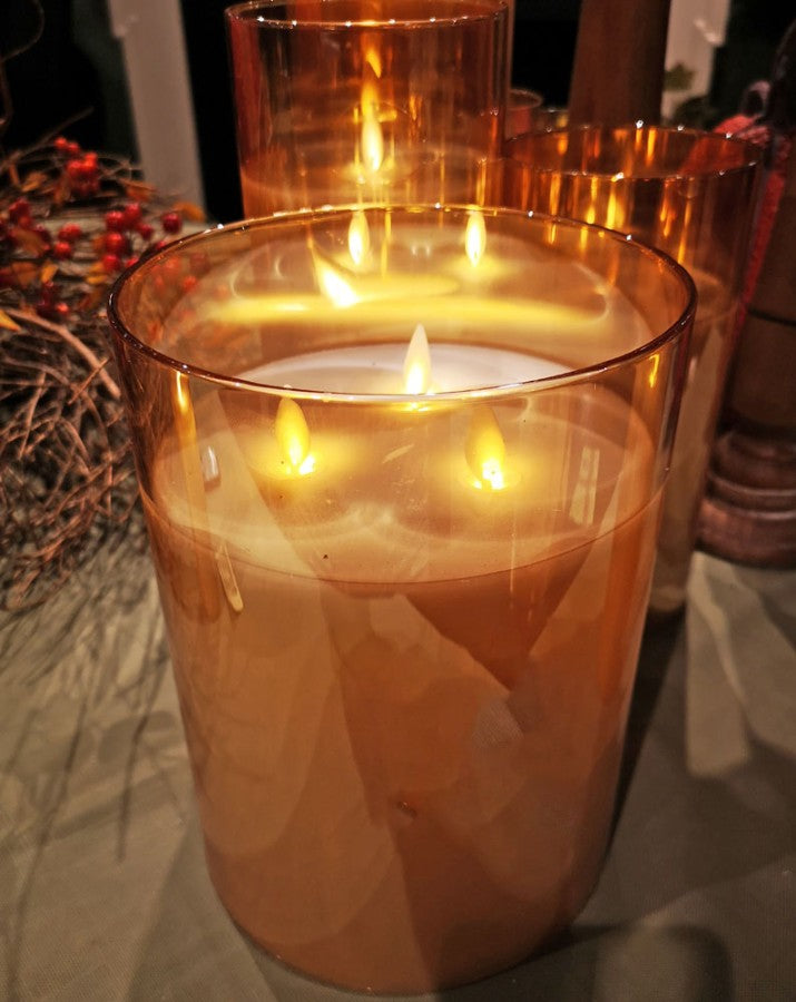 3 Wick Flameless Glass Candle