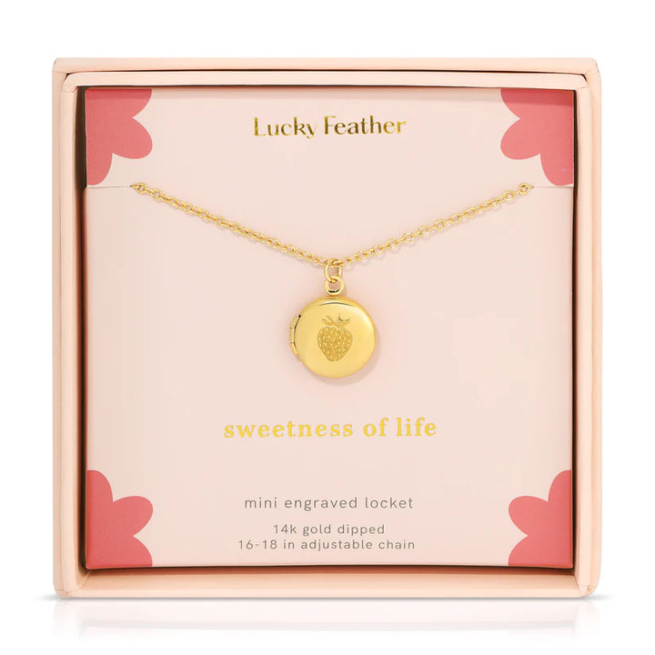 Lucky Feather Mini Engraved Locket Necklace