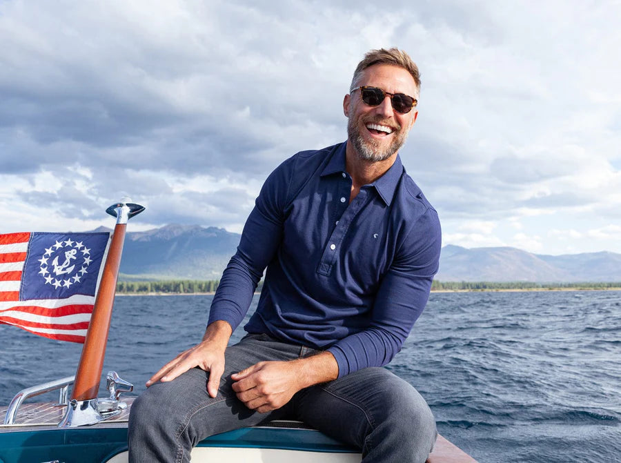 Criquet Long Sleeve Range Polo Navy Sunset & Co.