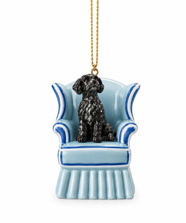 Resin Vintage Reproduction Dog in Chair Ornament