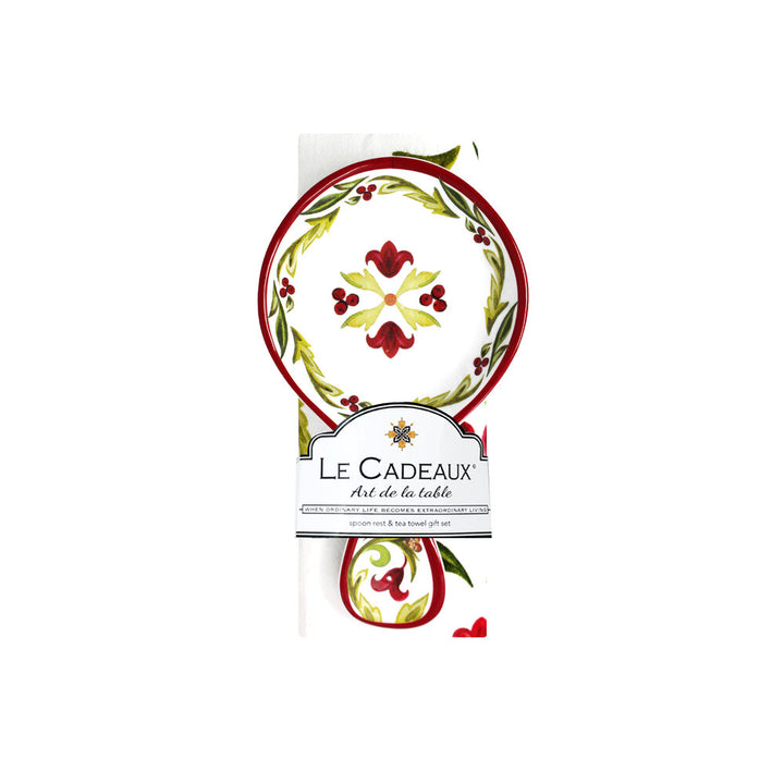 Le Cadeaux - Vischio Spoon Rest and Tea Towel Gift Set