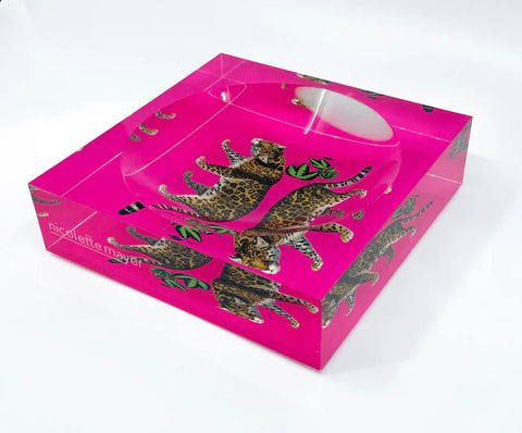 Nicolette Mayer - Acrylic Candy Dish - Leopard Seeing Double Hot Pink