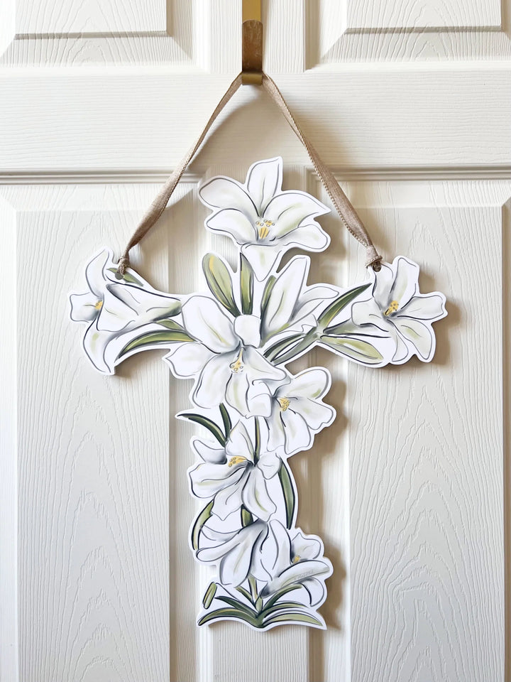 Home Malone Easter Lily Cross Door Hanger