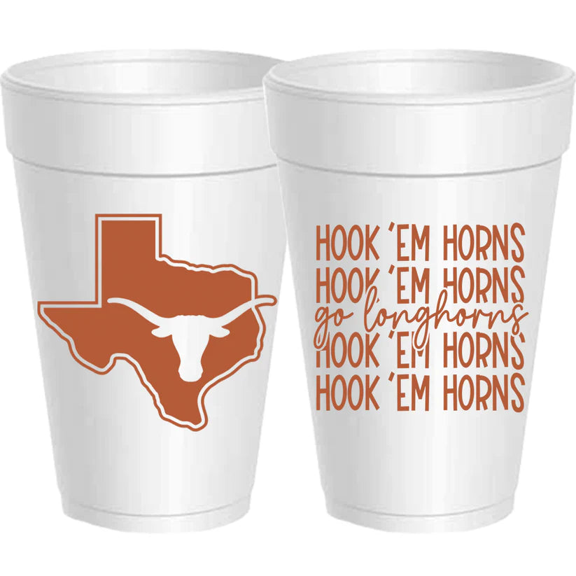 Longhorns Hook 'Em Styrofoam Cups