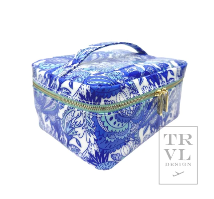 TRVL Design - Luxe Gloss Top Handle Travel Case - Blue Paisley