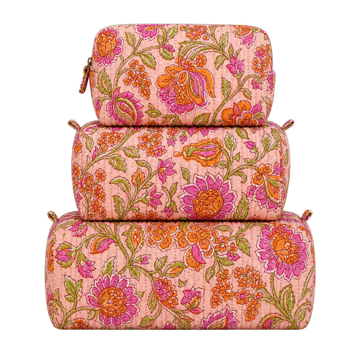 Orange Quilted Cosmetic Bag