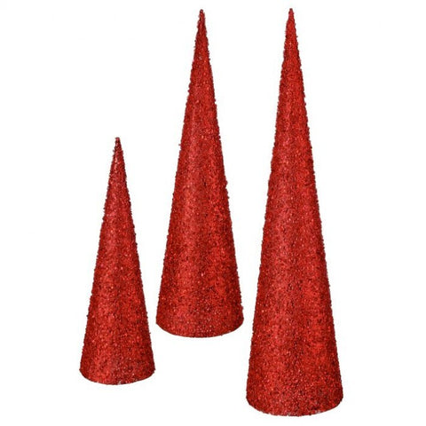 Sequin Cone Tree - Red