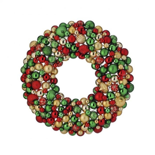 Ball Ornament Wreath - Red, Gold & Green