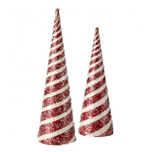 Peppermint Candy Stripe Cone Tabletop Trees