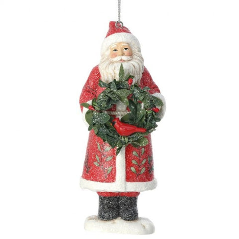 Santa With Holly Ornament