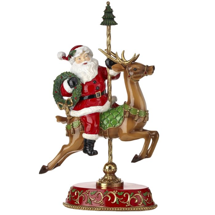 Resin Santa with Carousel Deer