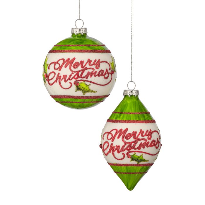 Merry Christmas Glass Ornament