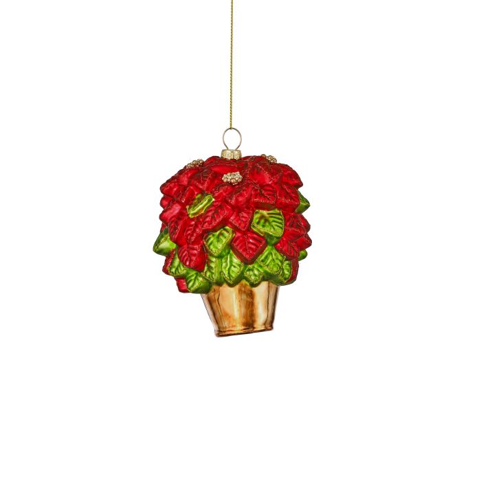 Glass Potted Poinsettia Ornament