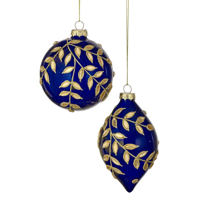 Dark Blue Glass Jeweled Ornament