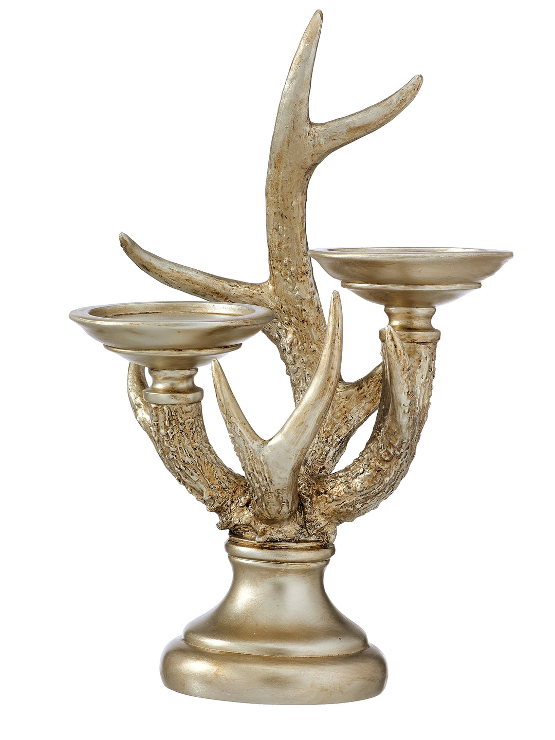 Champagne Resin Antler Double Candleholder
