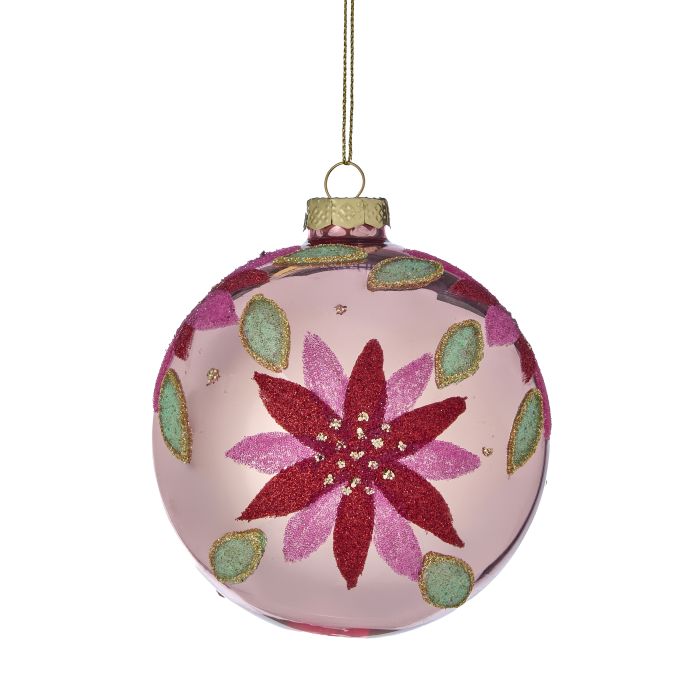Glass Beaded Poinsettia Ornament