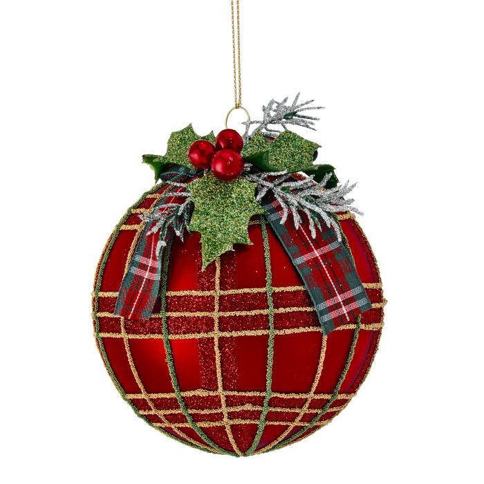 Glass Stripe with Bow Ball Ornament
