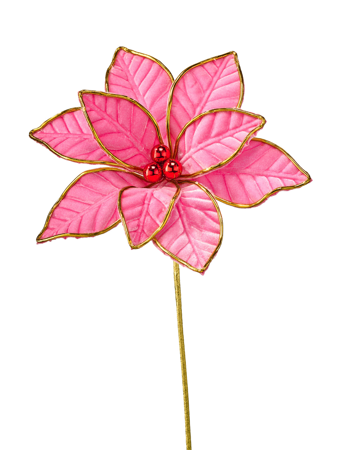 21" Hot Pink Velvet Poinsettia Stem