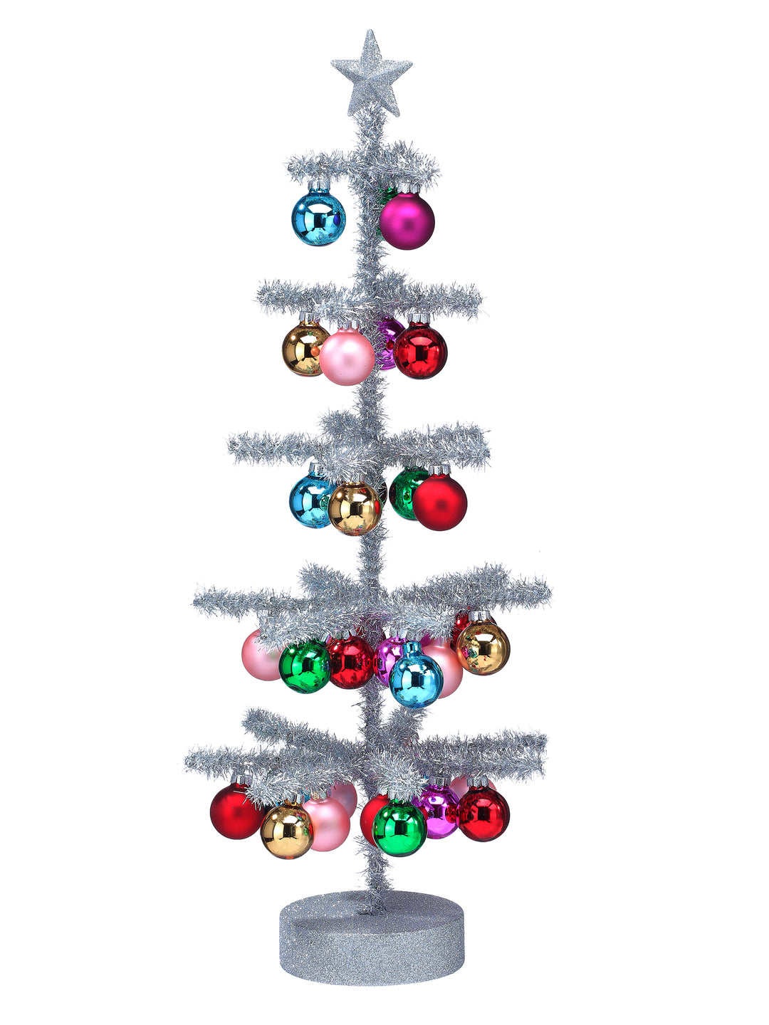 19.5" Silver Tinsel Ball Tree