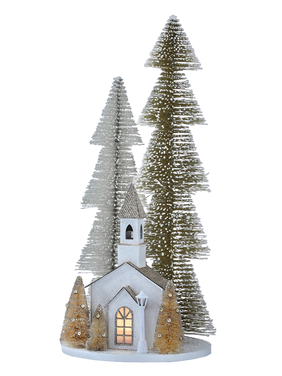 18" LED Church with Tree Grove