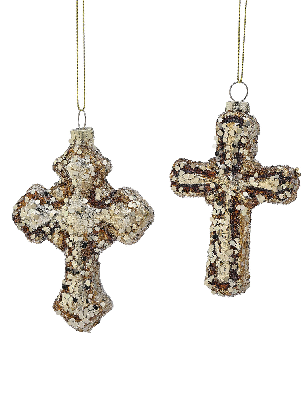 Antique Glitter Cross Ornament