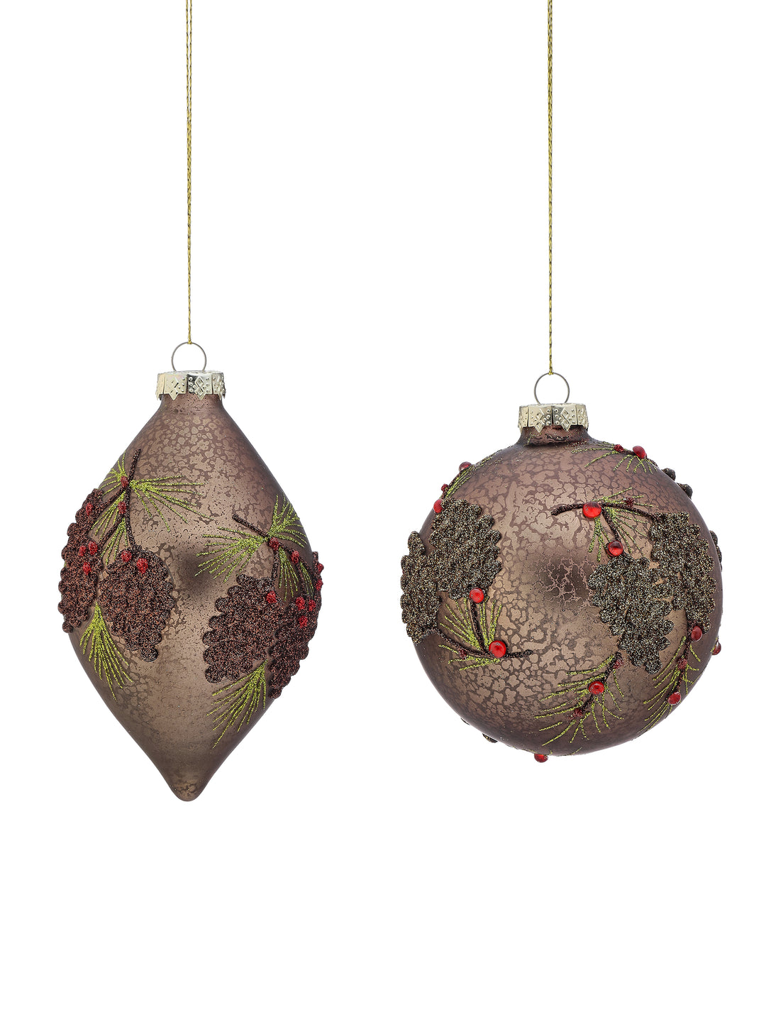 Glass Acorn Jeweled Ornament