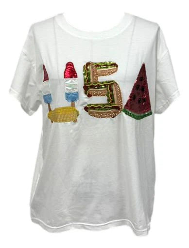 Queen of Sparkles White 'USA' Icon Tee