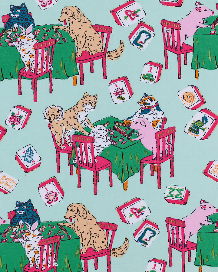 Printfresh Pale Jade Mah Jongg Menagerie Short PJ Set