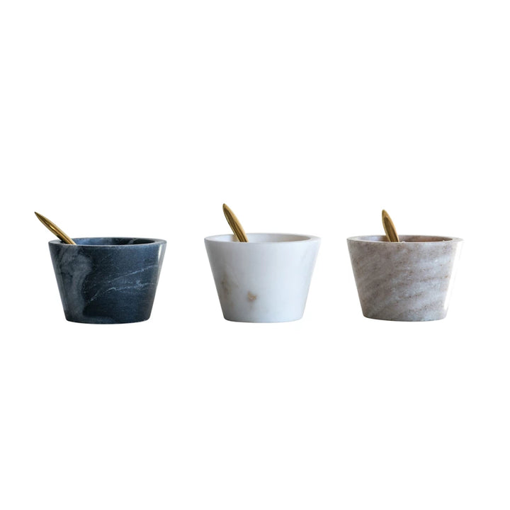 Marble Bowl with Brass Spoon