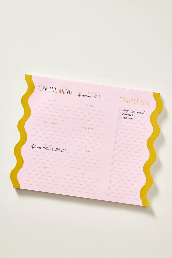 Scallop Meal Planner Notepad Pink & Chartreuse